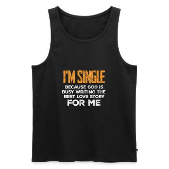 Single - Männer Premium Bio Tank Top - Schwarz - Vorne - AI Model Male 178 light (178cm)
