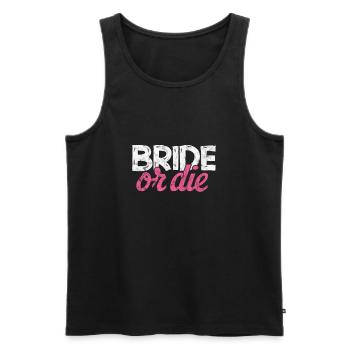 Enterrement de vie de jeune fille Mariée JGA Party Cadeau - Débardeur bio Premium Homme - noir - Devant - AI Model Male 178 light (178cm)
