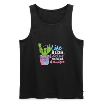 Kaktus - Männer Premium Bio Tank Top - Schwarz - Vorne - AI Model Male 178 light (178cm)