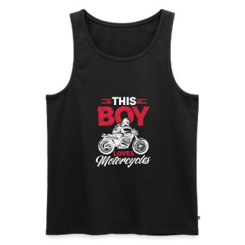 Biker Junge Bike Motorrad Motorradfahrer Geschenk - Männer Premium Bio Tank Top - Schwarz - Vorne - Michal (187cm)
