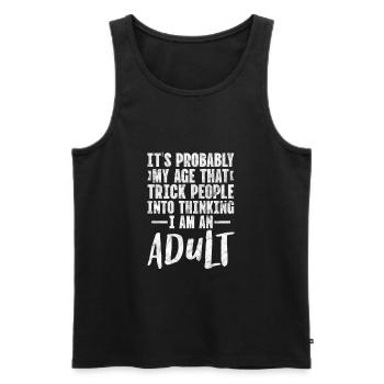 Of age - Men's Premium Organic Tank Top - black - Front - AI Model Male 178 light (178cm)