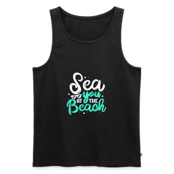 Strand - Männer Premium Bio Tank Top - Schwarz - Vorne - AI Model Male 178 light (178cm)
