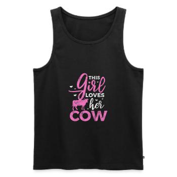 Cow Cow Cows Farm Farmer Gift - Men's Premium Organic Tank Top - black - Front - AI Model Male 178 light (178cm)