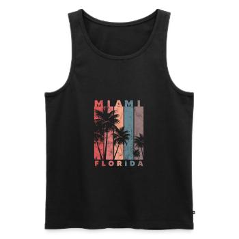 Miami Floride USA Amérique Cadeau de Voyage de Vacances - Débardeur bio Premium Homme - noir - Devant - AI Model Male 178 light (178cm)