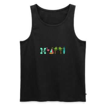 Miami Floride USA Amérique Cadeau de Voyage de Vacances - Débardeur bio Premium Homme - noir - Devant - AI Model Male 178 light (178cm)
