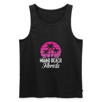 Miami Floride USA Amérique Cadeau de Voyage de Vacances - Débardeur bio Premium Homme - noir - Devant - AI Model Male 178 light (178cm)