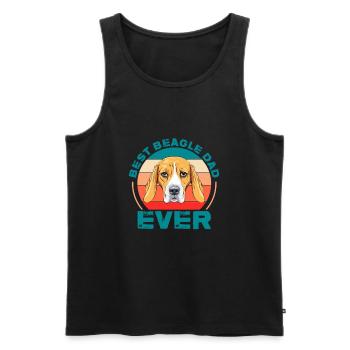 Beagle Père Chien Chien Amoureux Chien Cadeau - Débardeur bio Premium Homme - noir - Devant - AI Model Male 178 light (178cm)