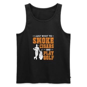 Cigar Golf - Men's Premium Organic Tank Top - black - Front - AI Model Male 178 light (178cm)