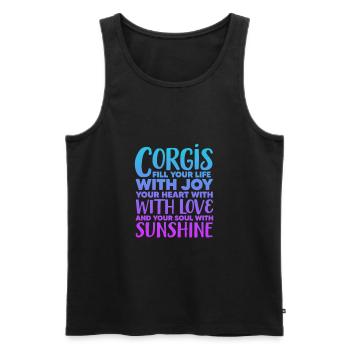 Corgi - Männer Premium Bio Tank Top - Schwarz - Vorne - AI Model Male 178 light (178cm)