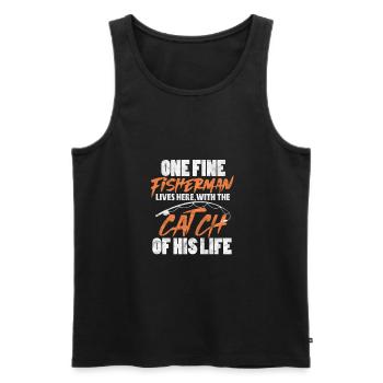 Angler - Männer Premium Bio Tank Top - Schwarz - Vorne - AI Model Male 178 light (178cm)
