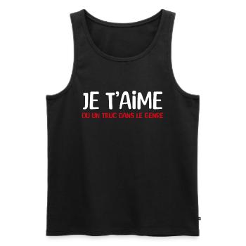 je t'aime ou un truc dans le genre - Débardeur bio Premium Homme - noir - Devant - Michal (187cm)