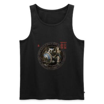 Chemise de jeu de société, jeu de société, Katta Scout en colère - Débardeur bio Premium Homme - noir - Devant - AI Model Male 178 light (178cm)