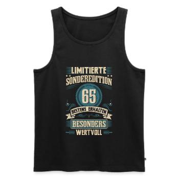 65th birthday born in 1957 Sixty-five - Men's Premium Organic Tank Top - black - Front - AI Model Male 178 light (178cm)