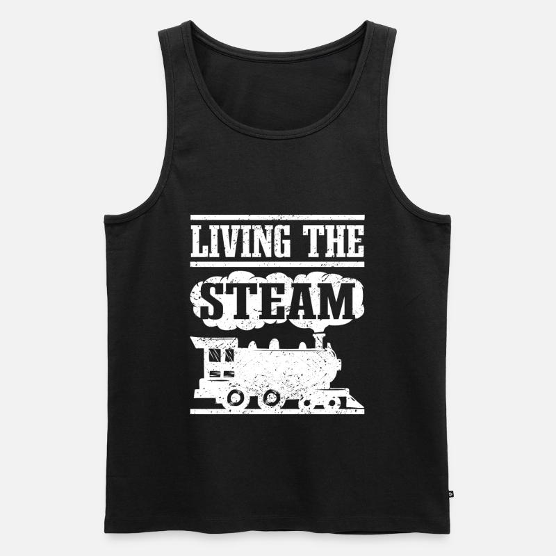 Dampflok & Modelleisenbahn Spruch - Männer Premium Bio Tank Top - Schwarz