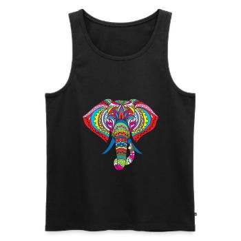 éléphant hindou symbole coloré motif animal cadeau - Débardeur bio Premium Homme - noir - Devant - Michal (187cm)
