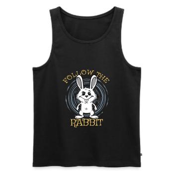 Follow the white rabbit. Weißer Hase Kaninchen - Männer Premium Bio Tank Top - Schwarz - Vorne - AI Model Male 178 light (178cm)