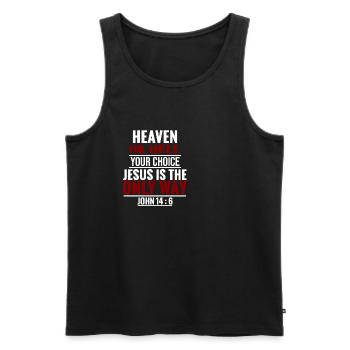 Verset biblique du ciel ou de l'enfer - Débardeur bio Premium Homme - noir - Devant - Michal (187cm)