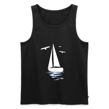 Sailing sailboat yacht captain funny gift - Men's Premium Organic Tank Top - black - Front - Michal (187cm)