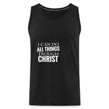 bible verse Christ - Men's Premium Organic Tank Top - charcoal grey - Front - Alexander (188cm)