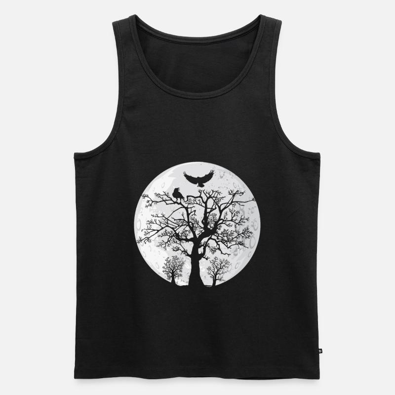 Weltesche Baum mit zwei Raben - Männer Premium Bio Tank Top - Schwarz