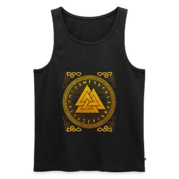 Germanic Wotan knot Valknut and Futhark - Men's Premium Organic Tank Top - black - Front - AI Model Male 178 light (178cm)