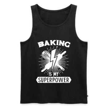 Baking is my Superpower T-Shirt - Männer Premium Bio Tank Top - Schwarz - Vorne - Michal (187cm)