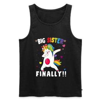 GROSSE SCHWESTER ENDLICH - Männer Premium Bio Tank Top - Schwarz - Vorne - AI Model Male 178 light (178cm)