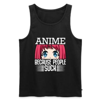 Anime Parce que les gens sucent Baka Kawaii Senpai Manga - Débardeur bio Premium Homme - noir - Devant - AI Model Male 178 light (178cm)