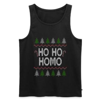 Ho Ho Ho Homo Gay LGBT Gay Noël laid - Débardeur bio Premium Homme - noir - Devant - AI Model Male 178 light (178cm)