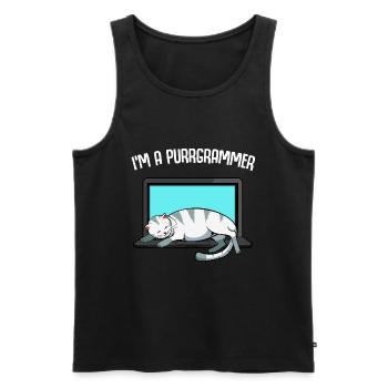 I'm A Purrgrammer - programmer cat on keyboard - Men's Premium Organic Tank Top - black - Front - AI Model Male 178 light (178cm)