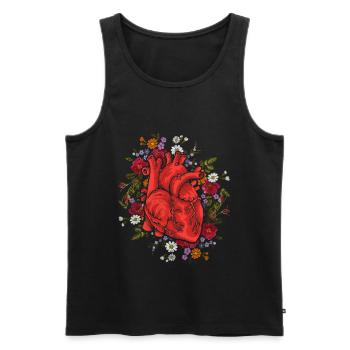 Anatomische Blumen Herz - Männer Premium Bio Tank Top - Schwarz - Vorne - AI Model Male 178 light (178cm)