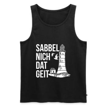 Sabbel nich Plattdeutsch Spruch - Männer Premium Bio Tank Top - Schwarz - Vorne - AI Model Male 178 light (178cm)