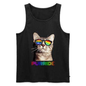 Purride Katze LGBT Gay Pride Parade Regenbogen - Männer Premium Bio Tank Top - Schwarz - Vorne - AI Model Male 178 light (178cm)