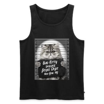 Böse Katze Polizeifoto Kätzchen Knast Gefängnis - Männer Premium Bio Tank Top - Schwarz - Vorne - AI Model Male 178 light (178cm)