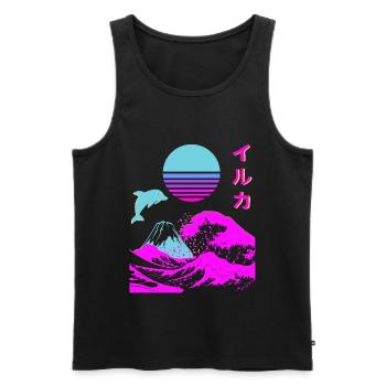 Retro Aesthetic Iruka Japanische Schrift Vaporwave - Männer Premium Bio Tank Top - Schwarz - Vorne - Michal (187cm)