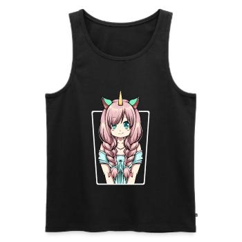 Japanese anime unicorn pastel gothic punk kawa - Men's Premium Organic Tank Top - black - Front - AI Model Male 178 light (178cm)