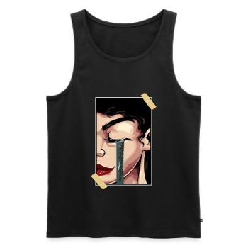Aesthetic Girl Soft Girl Synthwave Vaporwave Egirl - Men's Premium Organic Tank Top - black - Front - AI Model Male 178 light (178cm)
