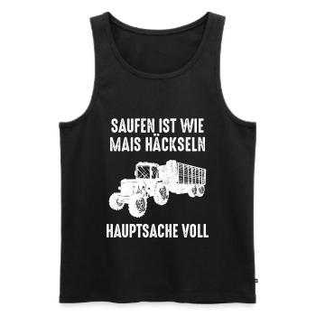 Mais Häckseln Landwirt Bauer Alkohol Trinken Saufe - Männer Premium Bio Tank Top - Schwarz - Vorne - Michal (187cm)