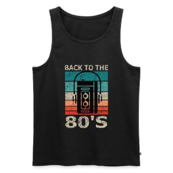 retour aux années 80 s 80 - Débardeur bio Premium Homme - noir - Devant - AI Model Male 178 light (178cm)