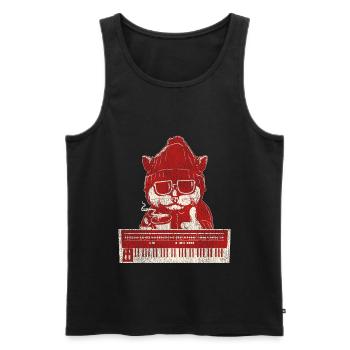 Coole Synthesizer Kaffee Katze - Männer Premium Bio Tank Top - Schwarz - Vorne - Michal (187cm)