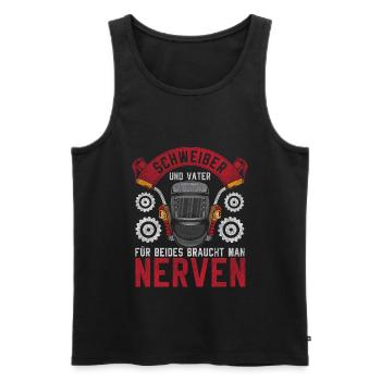 Schweißer und Vater Nerven Stärke - Männer Premium Bio Tank Top - Schwarz - Vorne - Michal (187cm)