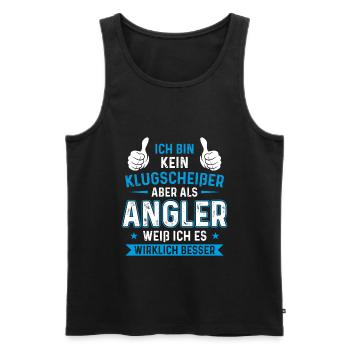 Kein Klugscheißer Angler weiß - Männer Premium Bio Tank Top - Schwarz - Vorne - AI Model Male 178 light (178cm)