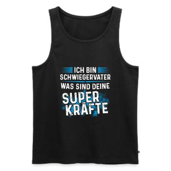 Schwiegervater was sind deine Superkräfte - Männer Premium Bio Tank Top - Schwarz - Vorne - Michal (187cm)