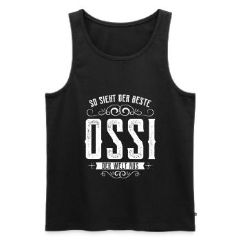 So sieht der Beste Ossi der Welt aus Osten DDR - Männer Premium Bio Tank Top - Schwarz - Vorne - Michal (187cm)