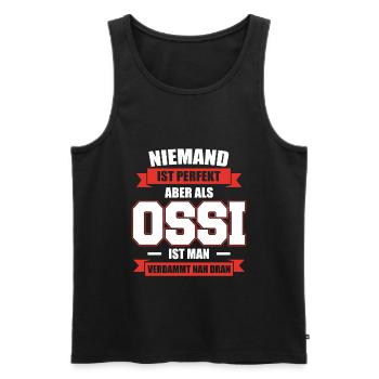 Niemand ist perfekt aber als Ossi Osten DDR - Männer Premium Bio Tank Top - Schwarz - Vorne - AI Model Male 178 light (178cm)