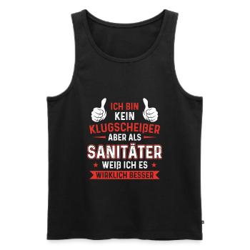 Kein Klugscheißer Sanitäter weiß ich es besser - Männer Premium Bio Tank Top - Schwarz - Vorne - Michal (187cm)