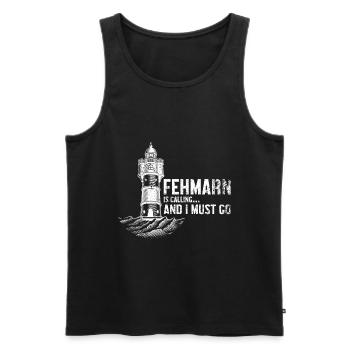 Fehmarn calls Baltic Sea saying lighthouse - Men's Premium Organic Tank Top - black - Front - AI Model Male 178 light (178cm)