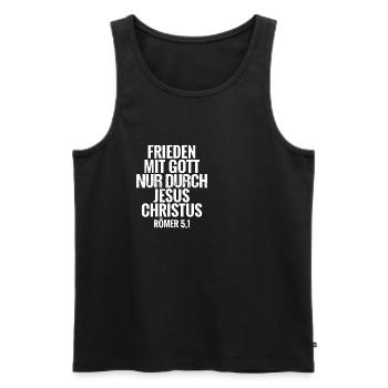 Frieden mit Gott Bibelvers - Männer Premium Bio Tank Top - Schwarz - Vorne - Michal (187cm)