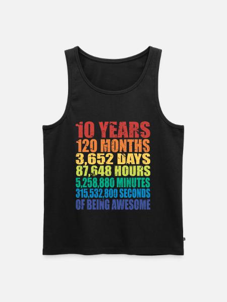 10. fødselsdagsgave til drenge og piger, 10 år gammel - Herre Premium økologisk tanktop - sort