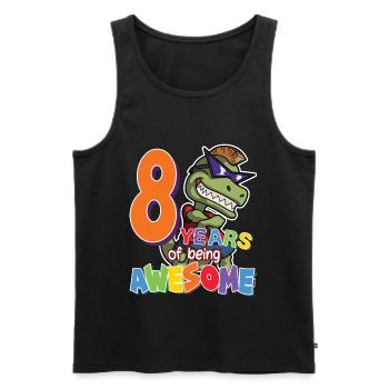 8. Geburtstag Geschenk für Jungen, Dino Dinosaurier, 8 Jahre - Männer Premium Bio Tank Top - Schwarz - Vorne - AI Model Male 178 light (178cm)